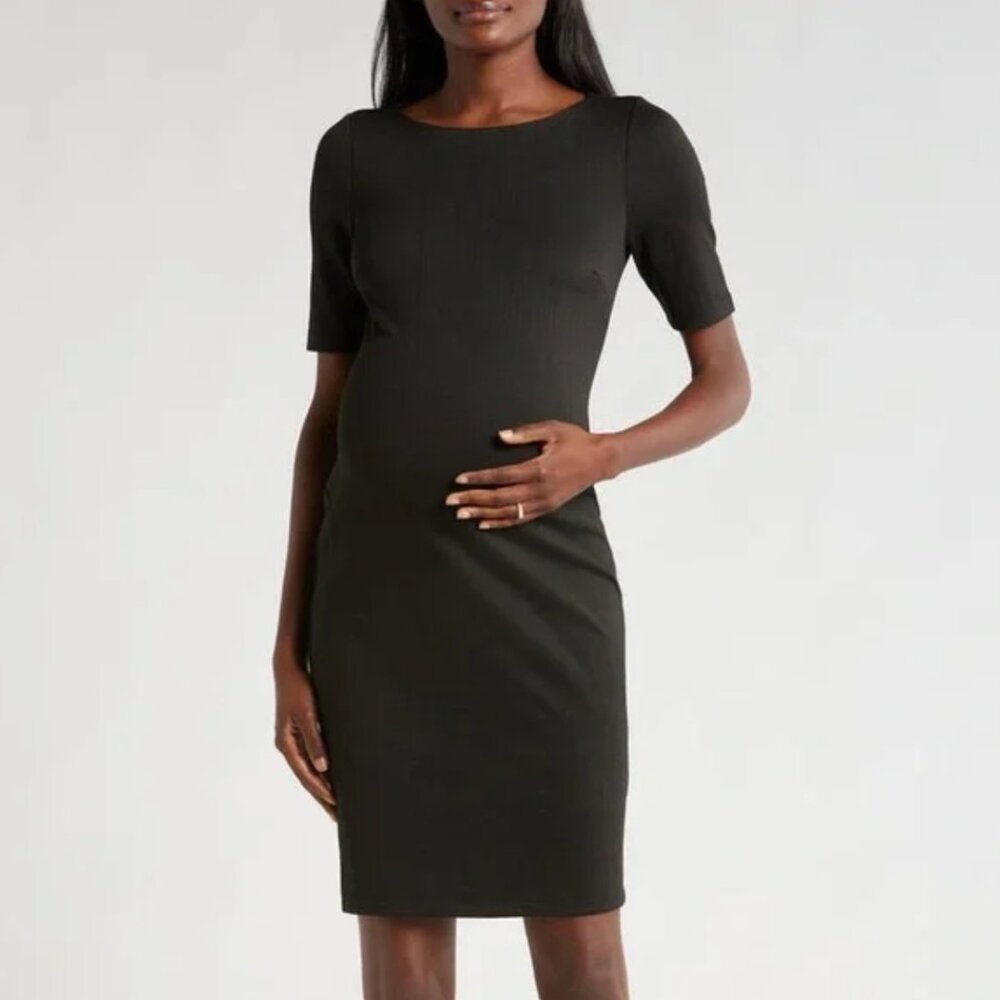 A Pea In The Pod Textured Black Maternity Dress size M